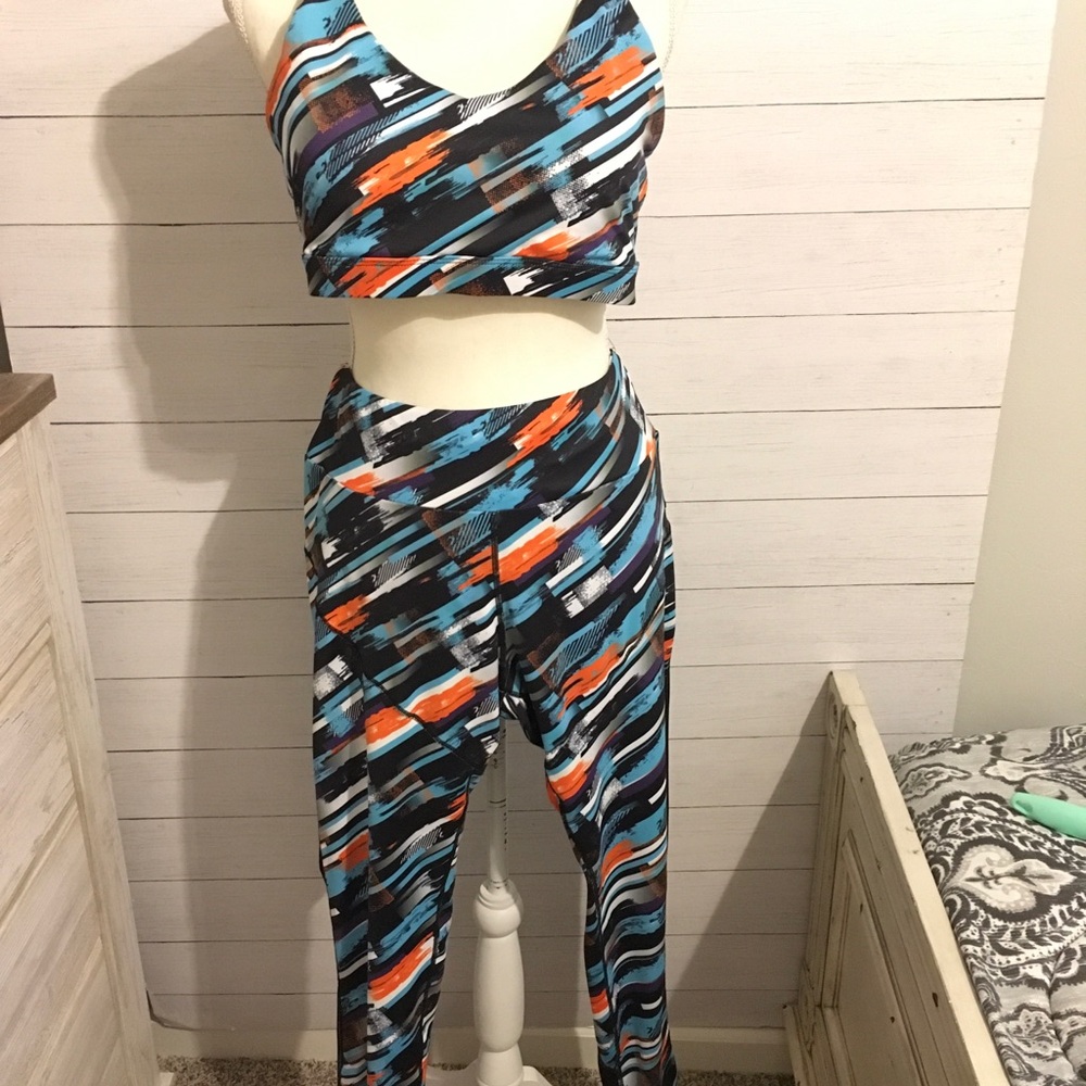 3pc Colorful Abstract Print Activewear Set